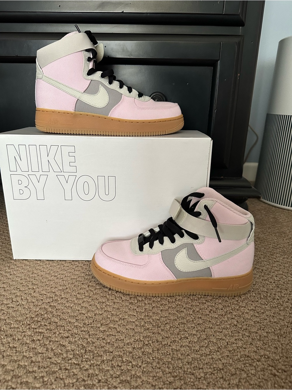 Nike Kids High-Top Sneakers in Pink, Gray & Gum